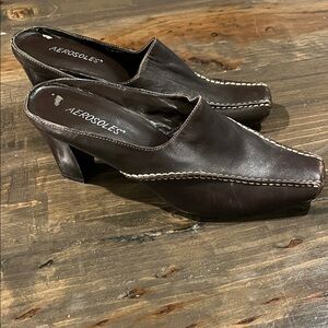 Y2K AEROSOLES Dark Brown Leather Mules